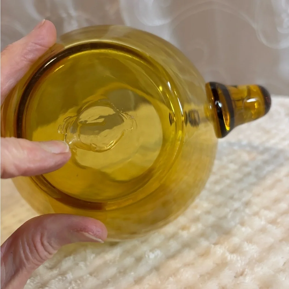 Vintage Handblown Amber Glass Pitcher